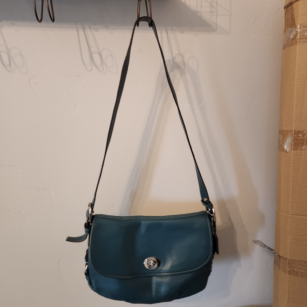Coach teal purse—small size—about 6”x4”x2”